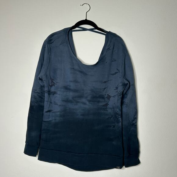 PrAna Deelite Pullover Drop Back French Terry Cotton Blue Tie Dye‎ Sweatshirt - Picture 4 of 9